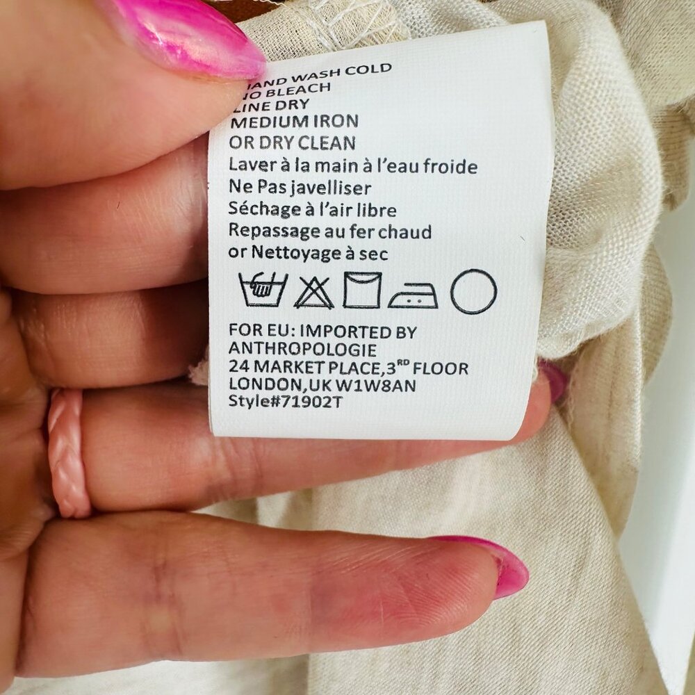 Anthropologie Tiny Sammi Sequined Puff Sleeve Boho Top Blouse Neutral XS - Picture 10 of 10